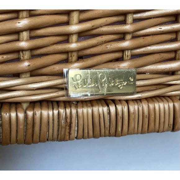 Wicker Wine Tote Lily Pulitzer Picnic Carrier Picnic Tote - Adjustable Strap EUC - Picture 8 of 16